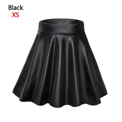 Women’s High Waist Mini Skirt — Elastic Faux Leather Short Skirt