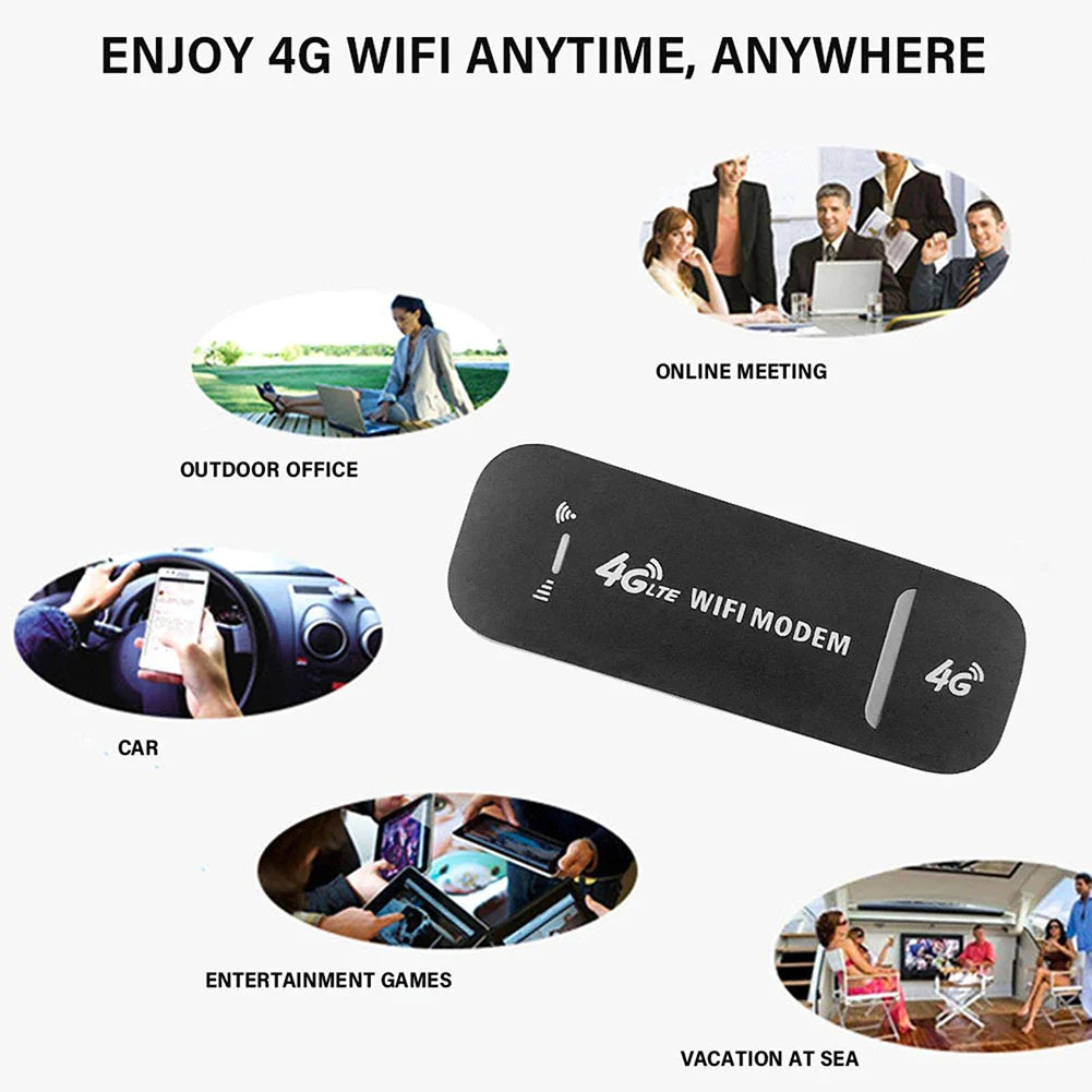 4G LTE USB Modem Dongle — 150Mbps Wireless WiFi Mobile Router with SIM Card Slot for Home & Office Pocket Hotspot