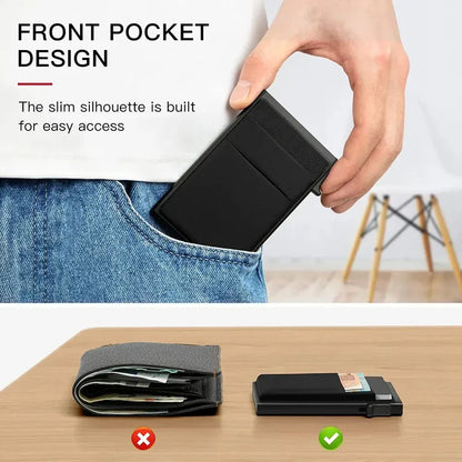 RFID Credit Card Holder for Men – Slim Minimalist Metal Wallet, Luxury ID Bank Card Case, Compact Carteras