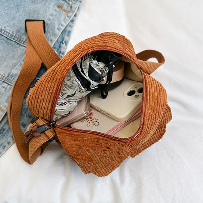 Corduroy Women's Small Shoulder Bag - Cute Crossbody Tote for Teen Girls, Korean Harajuku Style Messenger Bag