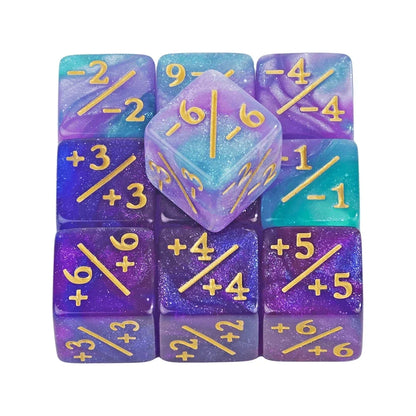 10pcs Six Sided Dice Set - D6 Counters +1/+1 & -1/-1 for Math Learning, Kids Arithmetic Toys and Card Game Accessories