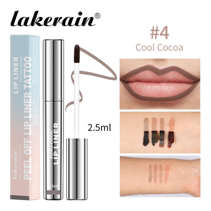Waterproof Peel-Off Lip Liner & Tattoo Lip Gloss – Long-Lasting Matte Lip Tint & Brown Contour Lip Stain