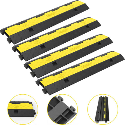 SucceBuy 2-Channel Cable Protector Ramp – Heavy-Duty Rubber & PVC Cord Cover, 11,000 lb Capacity for Driveways & Traffic Areas
