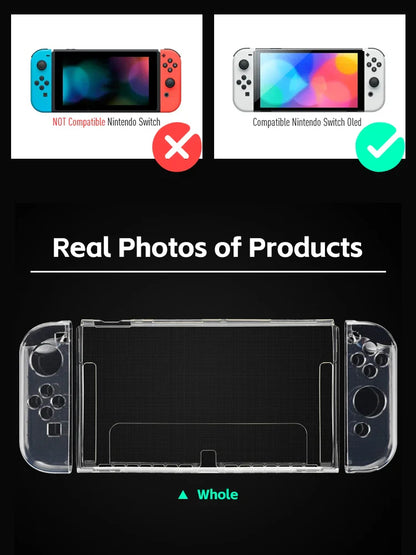 Data Frog TPU Transparent Protective Case for Nintendo Switch OLED - Clear Frame Protector Shell for Game Console Accessories