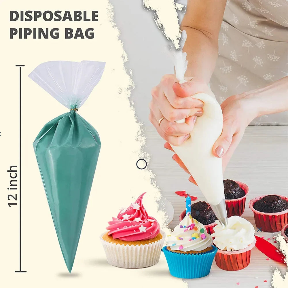 100/50/20pcs Disposable Piping Bags – Pastry Icing Bags for Cake, Cream, and Fondant Decorating Baking Tools