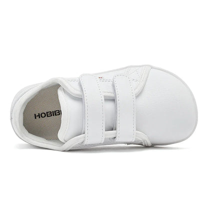 HOBIBEAR Wide-Toe Family Sneakers — Barefoot Minimalist Lace-Up Casual Walking Shoes with Hook & Loop Faux Leather
