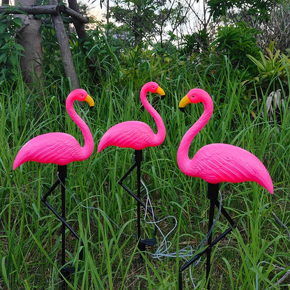 Solar Flamingo LED Light - Outdoor Courtyard Lamp - Waterproof Stake Light for Garden Pathway Decor - Solar Patio Ground Lantern