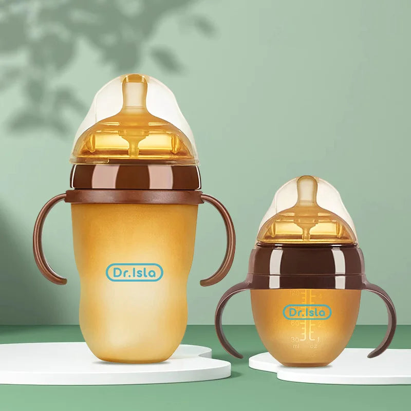 150ML/250ML Portable Baby Bottle – Silicone Feeding Bottle with Handle, Drop-Resistant & BPA Free for Newborns