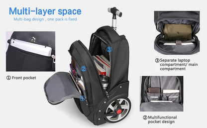 20-Inch Rolling Luggage Backpack – Large-Capacity Travel Suitcase with Wheels, Trolley Bag and Multifunctional Laptop Carry-On