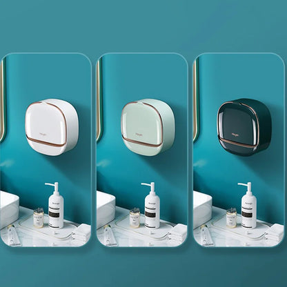 Wall-Mounted ABS Bathroom Soap Box: Waterproof Drain Soap Dish with Lid for Storage and Travel