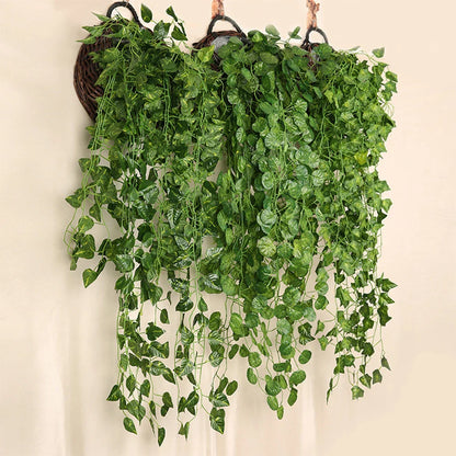 Artificial Creeper Green Wall Hanging Vine - Home Garden Decoration, Perfect for Weddings, Parties, DIY Wreaths, Fake Ivy Leaves
