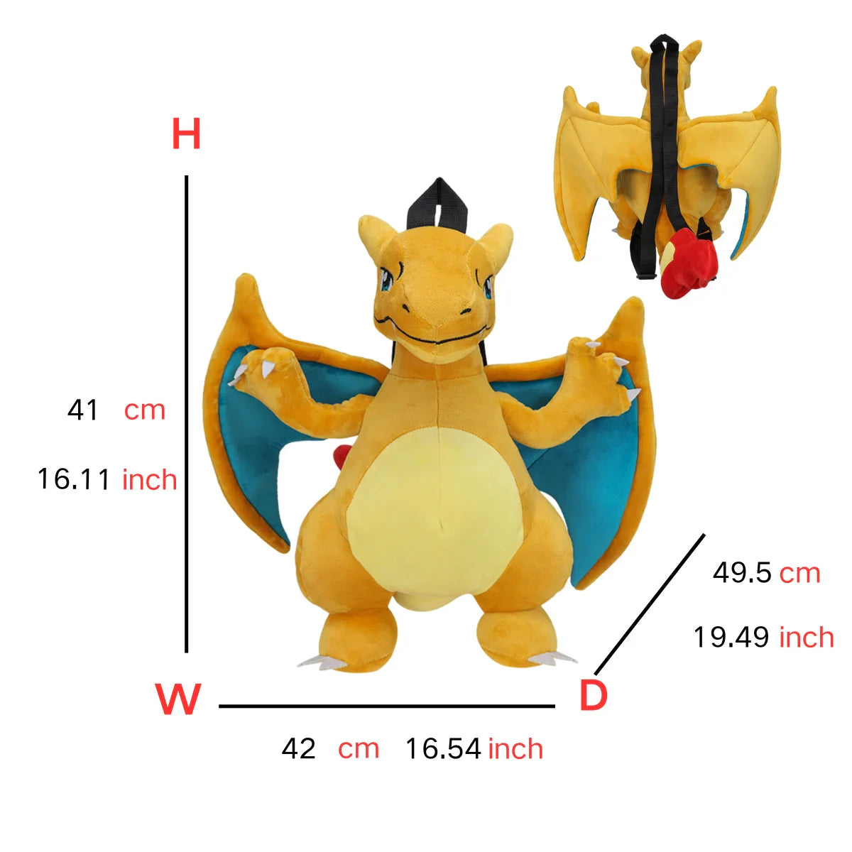 Pokémon Plush Backpack — Gengar, Mimikyu, Eevee, Snorlax, Charmander, Charizard, Mew, Rowlet Stuffed Toy Shoulder Bag for Kids & Gifts