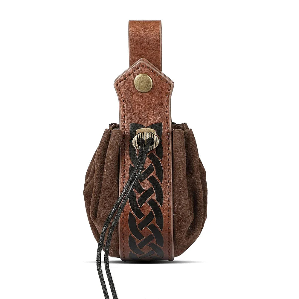 Medieval Cosplay Leather Belt Set – Copper Coin Waist Bag for Renaissance Dress, Steampunk Role-Playing & Halloween Costume