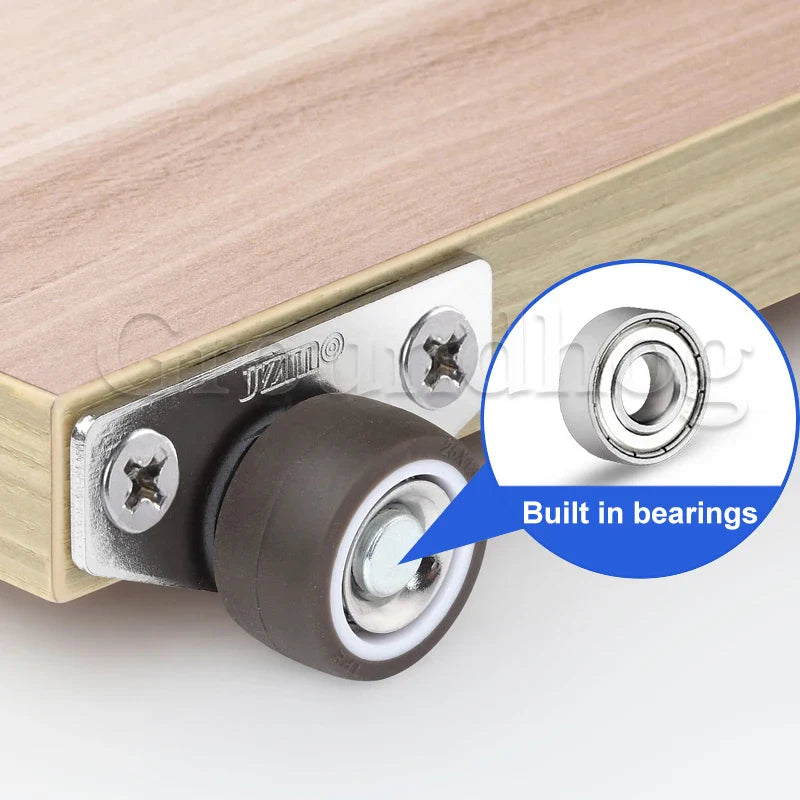 4Pcs Silent Rubber Casters | Low Profile Drawer Wheels for Furniture, Kitchen Cabinets, and Tables - Side Installation Replacement