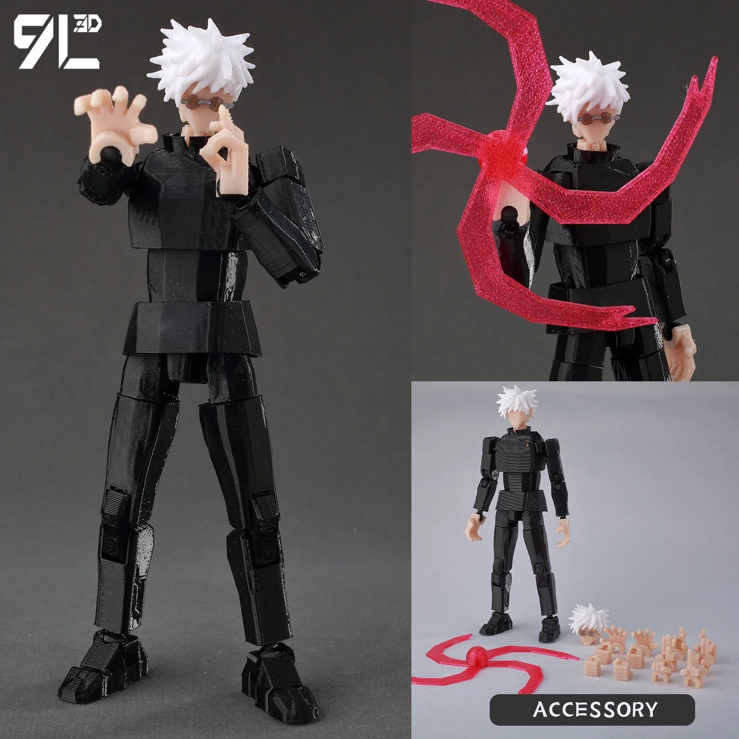 9L3D Printed Anime Action Figures — Jujutsu Kaisen Sukuna, Yuji, Yuta, Satoru Gojo Movable Mannequin Toys