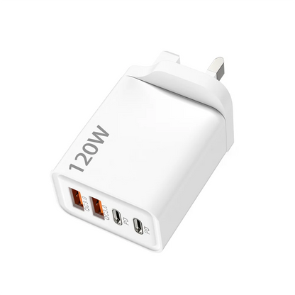 120W 4-Port USB Type-C Fast Charger – Quick Charge Adapter for iPhone, Samsung, Xiaomi