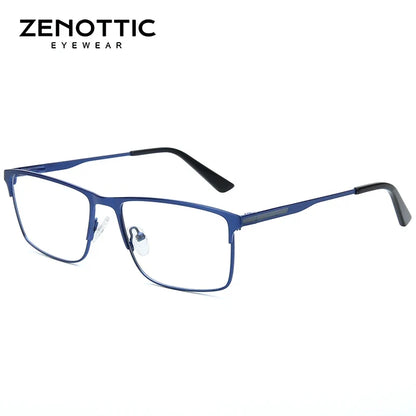 ZENOTTIC Titanium Progressive Glasses - Men's Square Anti Blue Light Photochromic Prescription Eyewear for Myopia Vision Correction