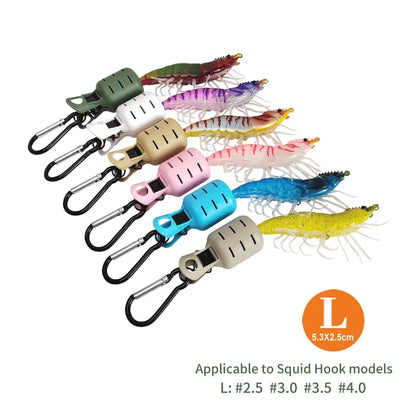 Squid Jig Bait Protector Kit - 6-Piece Octopus Egi Hook Covers with Carabiner