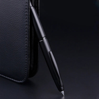 MAJOHN A1 Retractable Fountain Pen – EF 0.4mm Nib, Matte Black Metal Ink Pen with Converter, Ideal for Students and Gifts