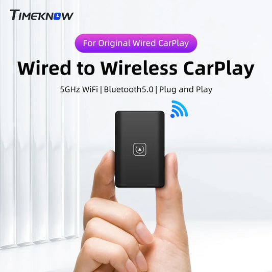TIMEKNOW Wireless CarPlay Adapter - Convert Wired to Wireless for Apple iPhone, Plug and Play USB Connection Auto Car Dongle