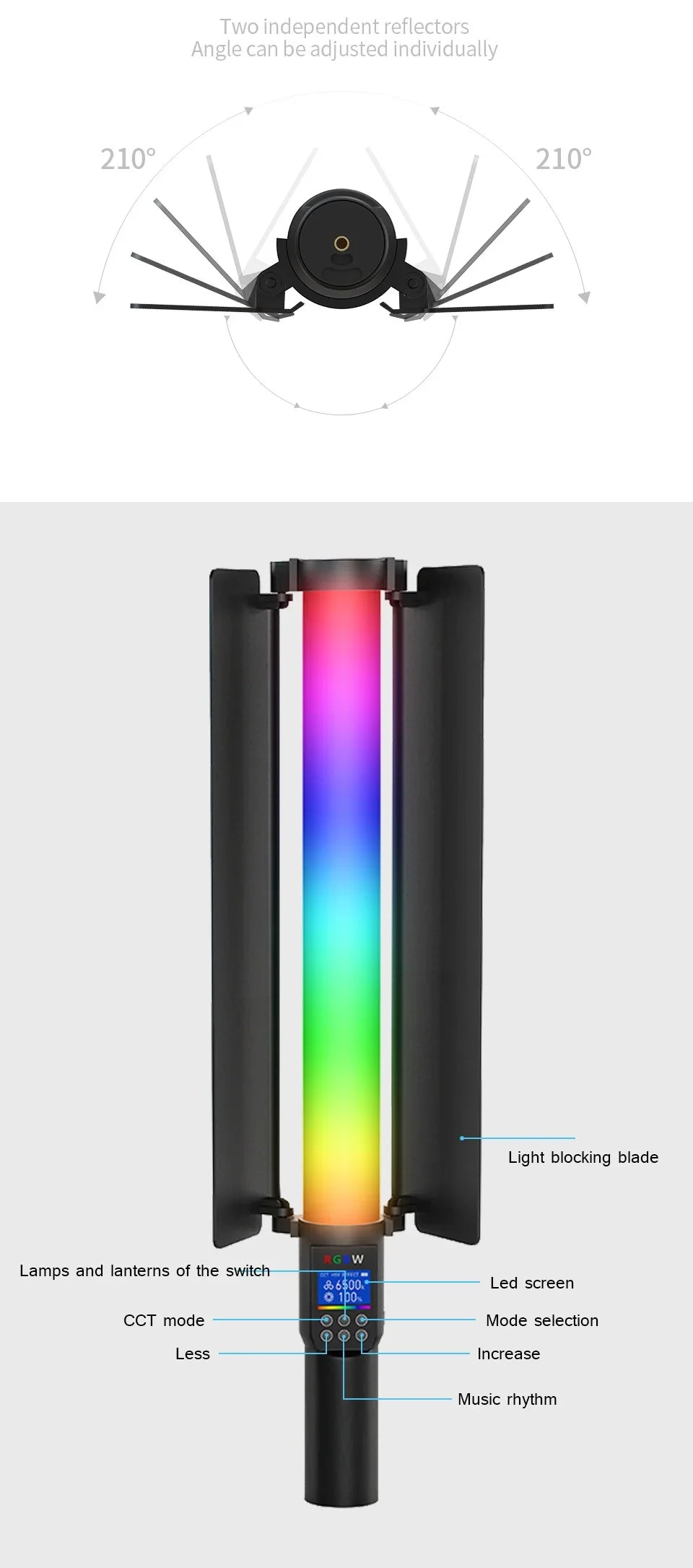 RGB Photography Video Light Stick - Colorful LED Lamp Fill Light, Handheld Speedlight with Tripod Stand for Parties