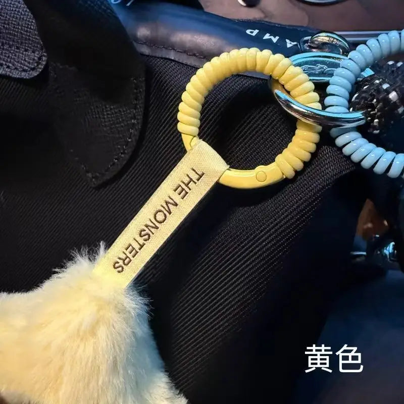Labubu Anti-Drop Silicone Keychain — Colorful Winding Rope with Protective Ring, Fixed Safety Buckle