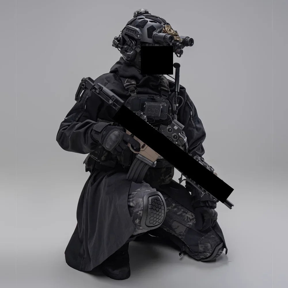 Polyester-Cotton Long Tactical Trench Coat – Hooded Outdoor Hunting & Cosplay Jacket