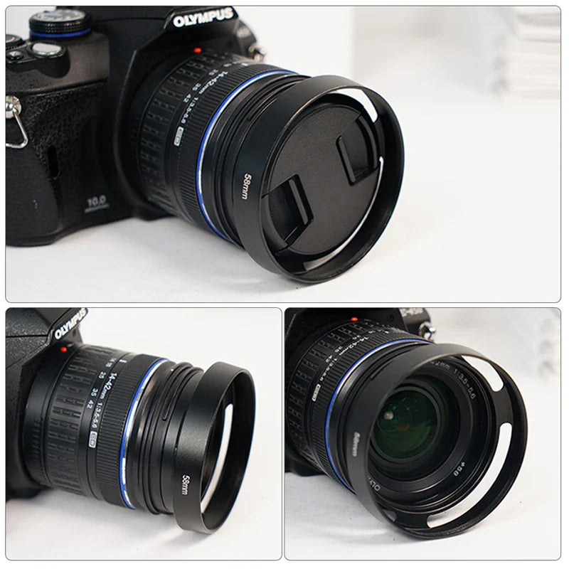 37-62mm Metal Hollow Camera Lens Hood — Compatible with Fuji Nikon Pentax Sony Olympus Canon