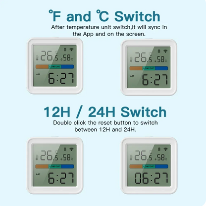 Tuya WiFi Temperature & Humidity Sensor — Smart Life Backlight Hygrometer Thermometer, Compatible with Alexa & Google Home