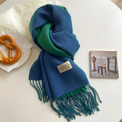 Cashmere Warm Scarf: Double-Sided Winter Pashmina Wrap with Tassel - Fashionable Design, Various Colors