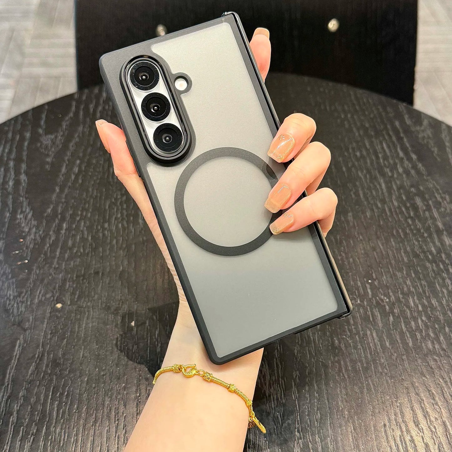 MagSafe-Compatible Case for Samsung Galaxy Z Fold 7 – Translucent Hinge, Shockproof Folding Cover with Magnetic Wireless Charging