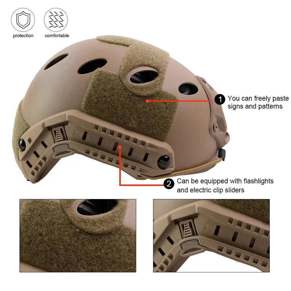 Adjustable Tactical Helmet – Thicken ABS Protective Gear for Air Gun Shooting, CS, Outdoor Use, Head Size 55-60cm