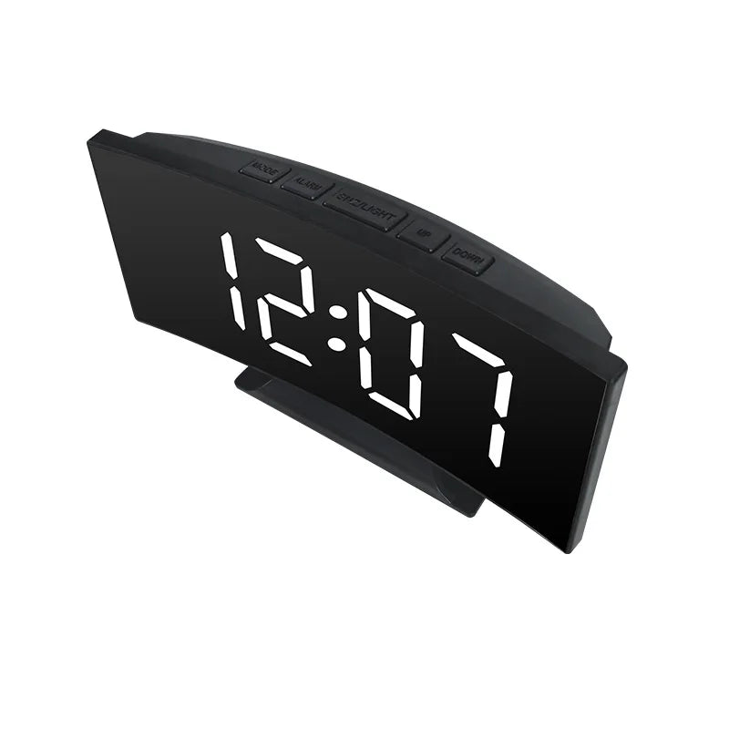 Noiseless LED Mirror Alarm Clock — Large Digital Display Silent Electronic Clock