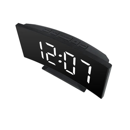 Noiseless LED Mirror Alarm Clock — Large Digital Display Silent Electronic Clock