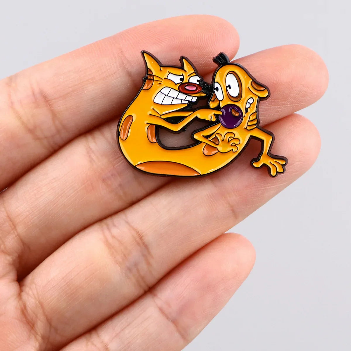 Colorful Cat & Dog Anime Brooch – Cartoon Pin for Clothing, Collars, and Film & TV Accessories