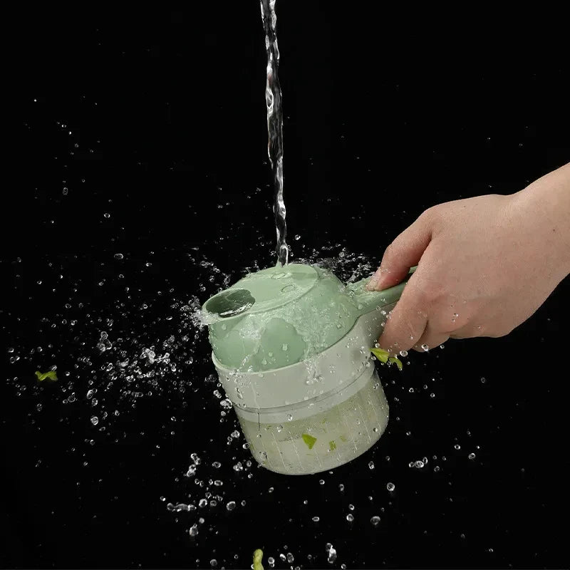 4-in-1 Electric Vegetable Cutter – Handheld Wireless Food Chopper, Garlic Masher & Meat Grinder