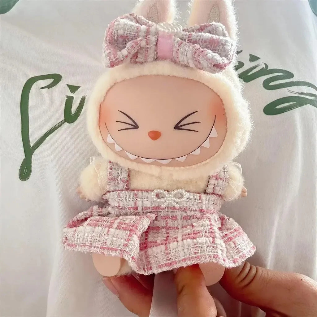 17cm Labubu Doll Clothes – Kpop EXO-Inspired Skirt & Sweater Outfit, V1 V2 Idol Clothing Gift