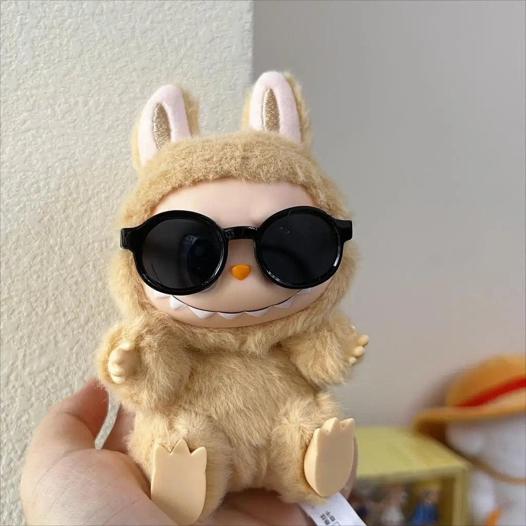 17cm Mini Plush Doll Clothes – Kpop EXO Labubu Idol Outfit with Glasses & Sunglasses Accessories Gift