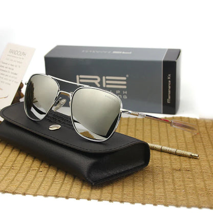 RE Military Aviation Sunglasses — Vintage Titanium Frame Pilot Glasses for Men & Women