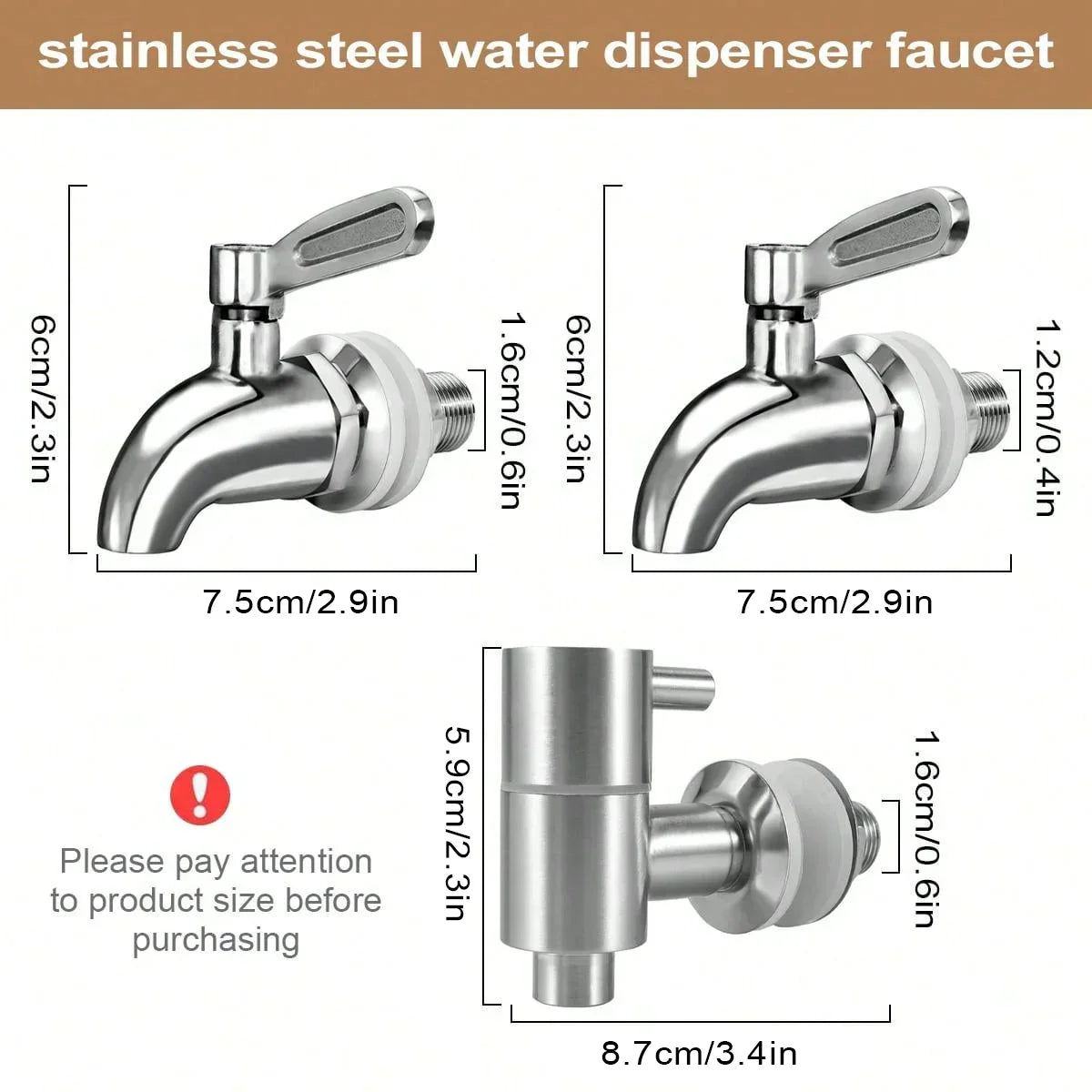 Stainless Steel Beverage Dispenser Spigot - Replacement Faucet for Cold Drinks, Beer, Juice, Wine Barrel & Drink Dispensers
