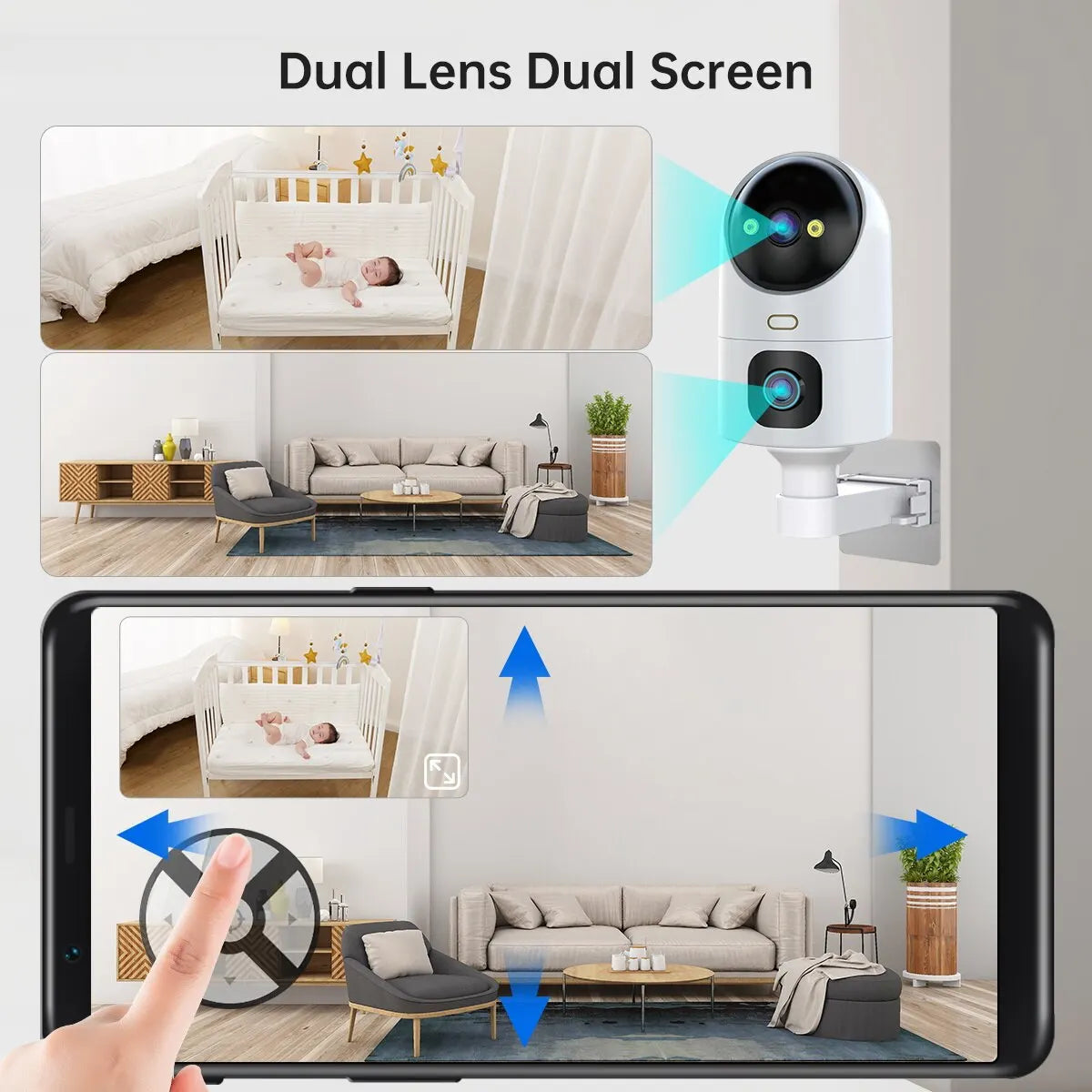 JOOAN 4K PTZ IP Camera, 10X Zoom, Dual Lens, Auto Tracking, WiFi CCTV, Color Night Vision, Baby & Home Monitor