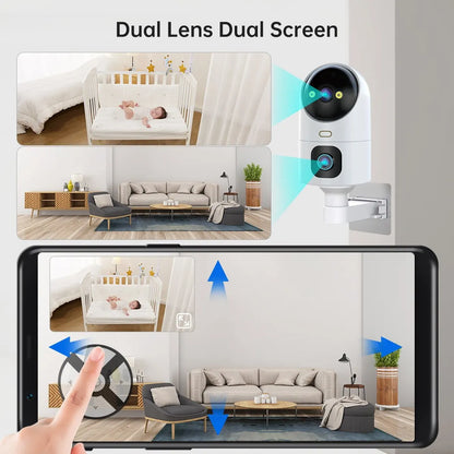 JOOAN 4K PTZ IP Camera, 10X Zoom, Dual Lens, Auto Tracking, WiFi CCTV, Color Night Vision, Baby & Home Monitor