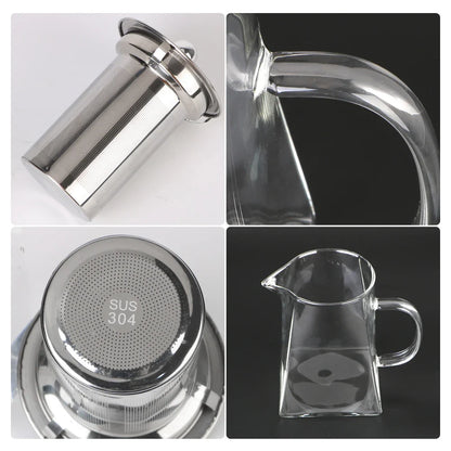 Glass Teapot with Stainless Steel Infuser – 550/750/950ML Heat-Resistant Clear Teaware, Household Tea Kettle with Infuser
