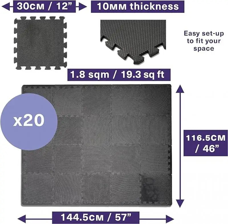 8/12/20PCS EVA Gym Floor Mats 30x30cm — Non-Slip Foam Mats for Yoga, Fitness & Sports Protection