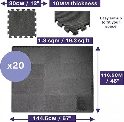 8/12/20PCS EVA Gym Floor Mats 30x30cm — Non-Slip Foam Mats for Yoga, Fitness & Sports Protection