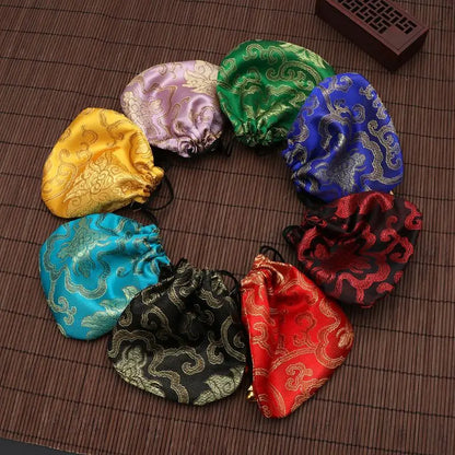 Silk Brocade Drawstring Gift Bags – Embroidered Jewelry, Coin & Candy Pouch for Wedding & Party Favors