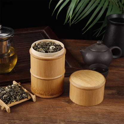 Natural Bamboo Food Storage Box – Eco-Friendly Tea, Nut, & Spice Canister Organizer for Kitchen