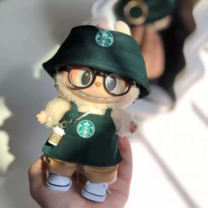 15–17cm Labubu BJD Doll Clothes — Coffee Blind Box V1/V2/V3 Retro Fashion Work Outfit Replacement Suit Toy