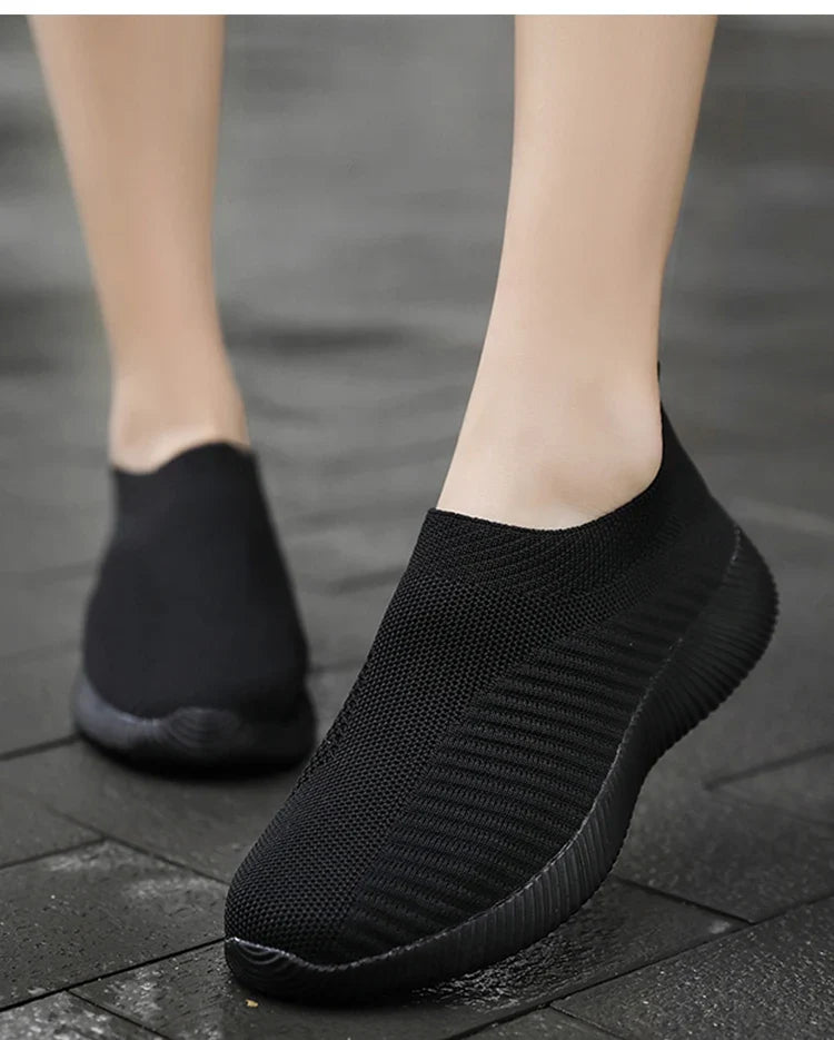Women’s Slip-On Sock Sneakers – Breathable Flat Casual Vulcanized Sports Shoes Zapatillas