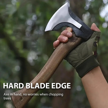 Classic Outdoor Hand Axe – Camping Tactical Survival Battle Axe for Chopping Firewood, Hand-Forged Multifunctional Woodworking Tool
